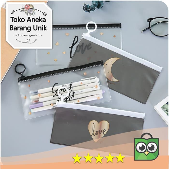 

nn Murah Tempat Pensil Zip Transparan BW Motif Unik BU0012-BW - Baru - Good Night