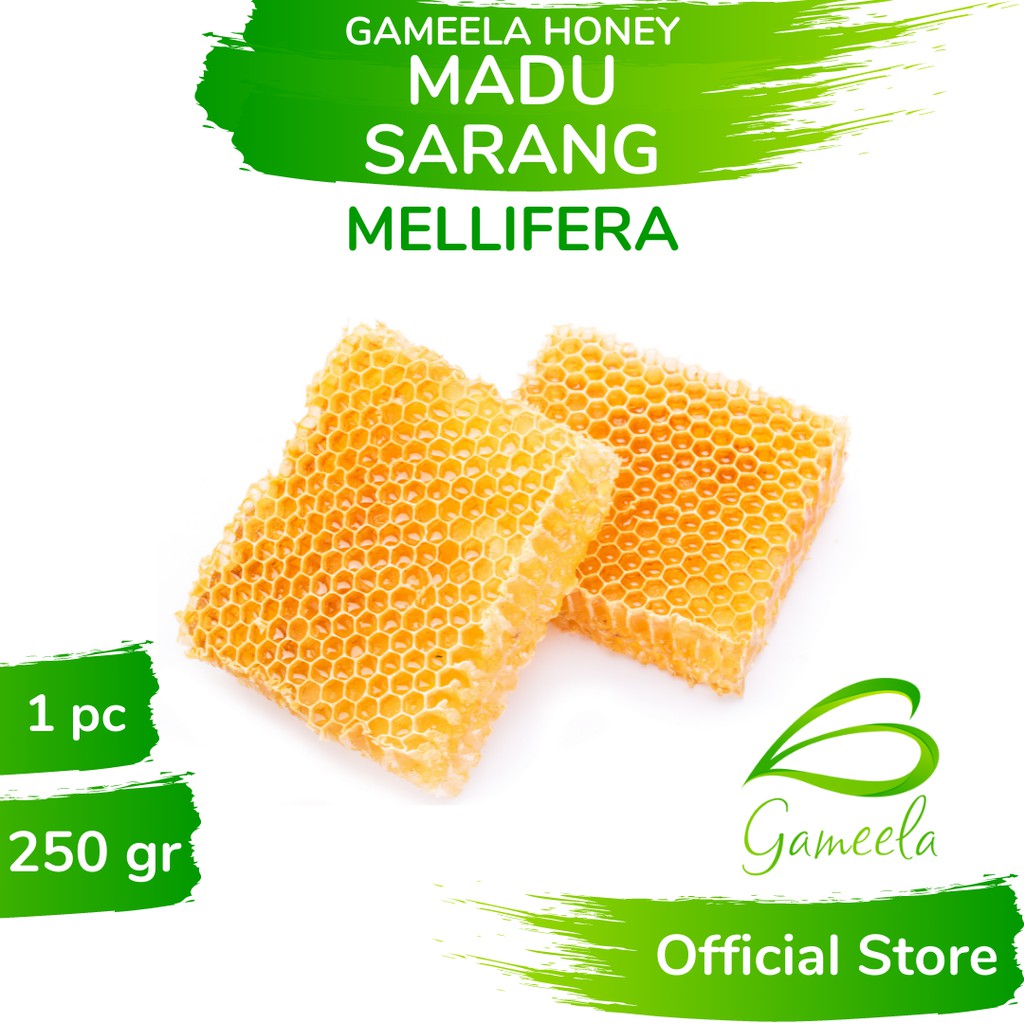 

Gameela Madu Sarang Mellifera 250 Gr Raw Honey Comb Royal Jelly Bee Pollen Propolis Beeswax Diet JSR