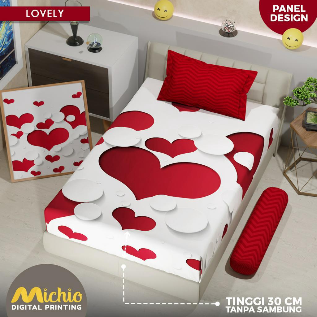 Sprei Michio Digital Printing Ukuran 120x200 Tinggi 30cm Aneka Motif Karakter Seprai Single Bed