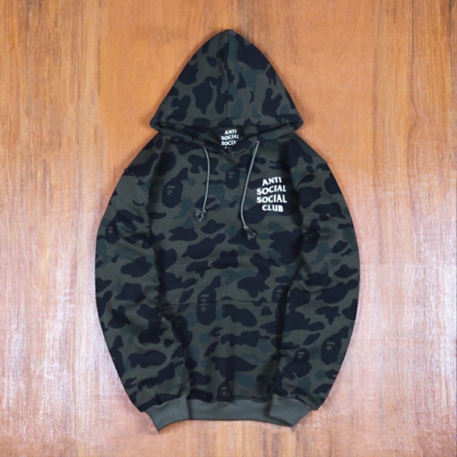 JAKET SWEATER HOODIE ANTI SOCIAL SOCIAL CLUB X BAPE CAMO ARMY PREMIUM