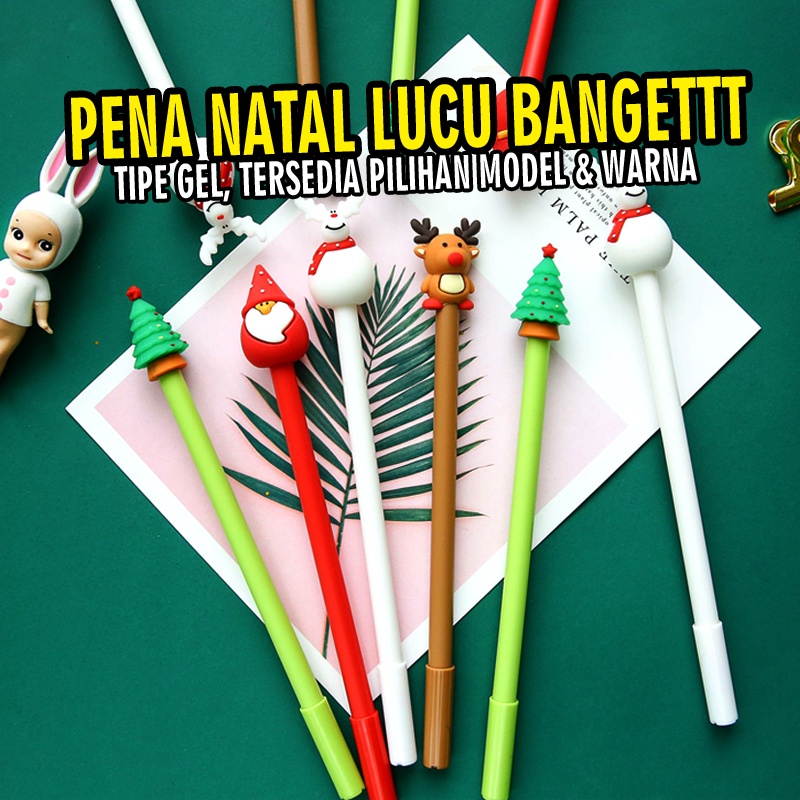 PENA PULPEN GEL AKSESORIS NATAL CHRISTMAS BARANG IMPOR SURABAYA