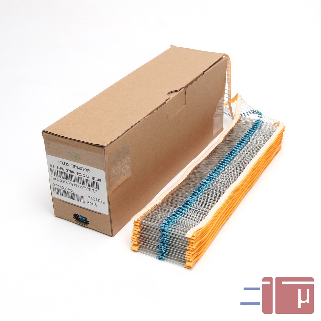 x10 Resistor 270R 270 Ohm 1/4W Metal Film 1% Taiwan Kaki Tembaga