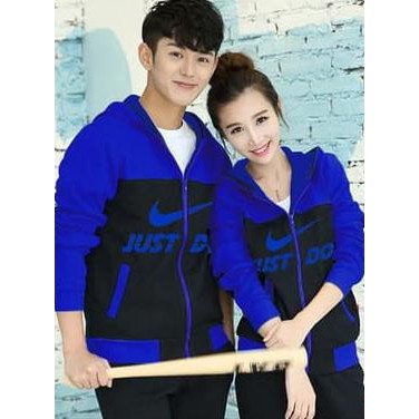 promo jaket couple / baju pasangan / jacket couple nike biru muda biru tua terbaru