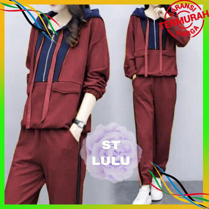 OLAHRAGA BAJU OLAHRAGA WANITA HOODIE SETELAN TRAINING LULU BAJU SETELAN WANITA BAYAR COD