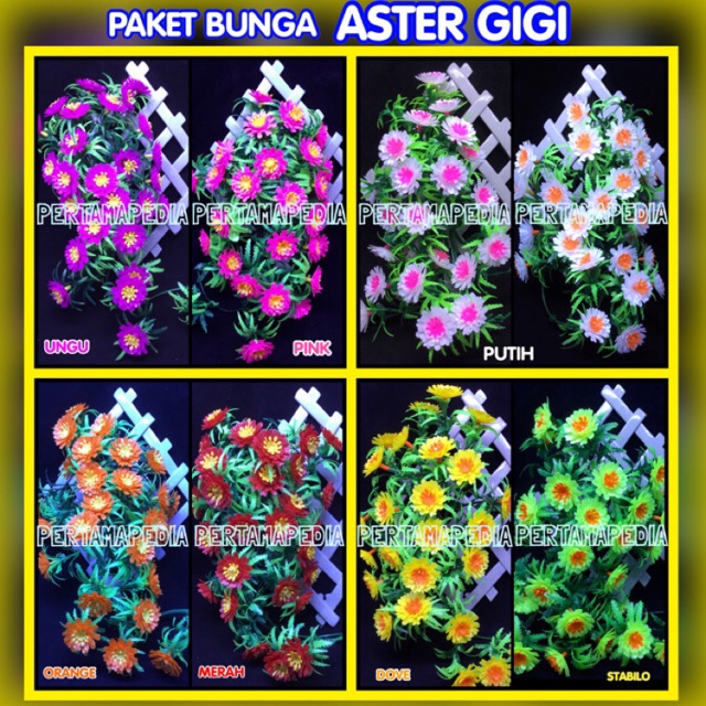 C5 Bunga Aster Gigi/Bunga Plastik/Daun Plastik/Rumput Plastik/Daun Rambat Plastik/Bunga Dekorasi-8