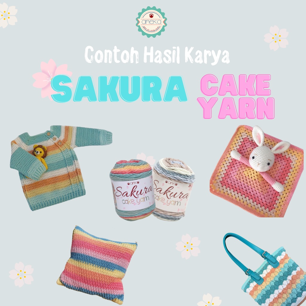 Benang Rajut Katun Susu Rainbow Sakura Cake Milk Cotton Yarn- 219