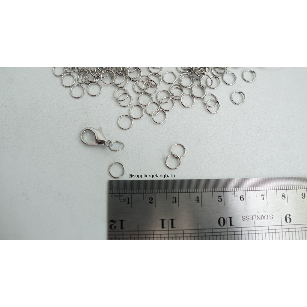 Aksesoris Ring Connector 6mm silver bahan rangkai gelang kalung tali