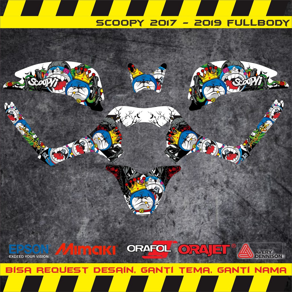 STICKER DECAL SCOOPY 2017 FULLBODY DORAEMON ZOMBIE