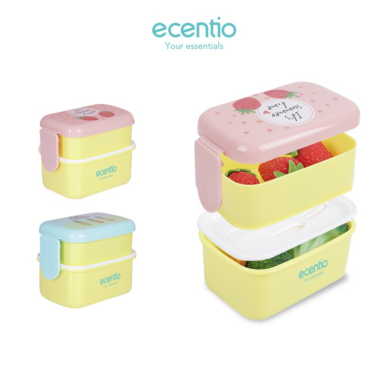 

Ecentio Safe baby Feeding Kotak Bekal Set With BPA Free / Yummy strawberry food grade eating box 2ly