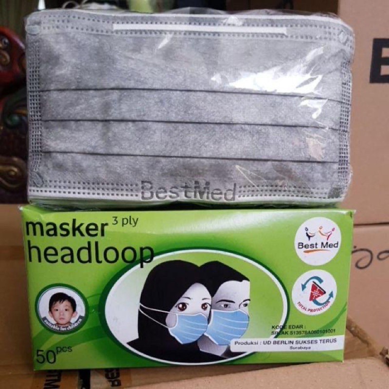 Ready!! Masker Bestmed Earloop Headloop 3 Ply Repack