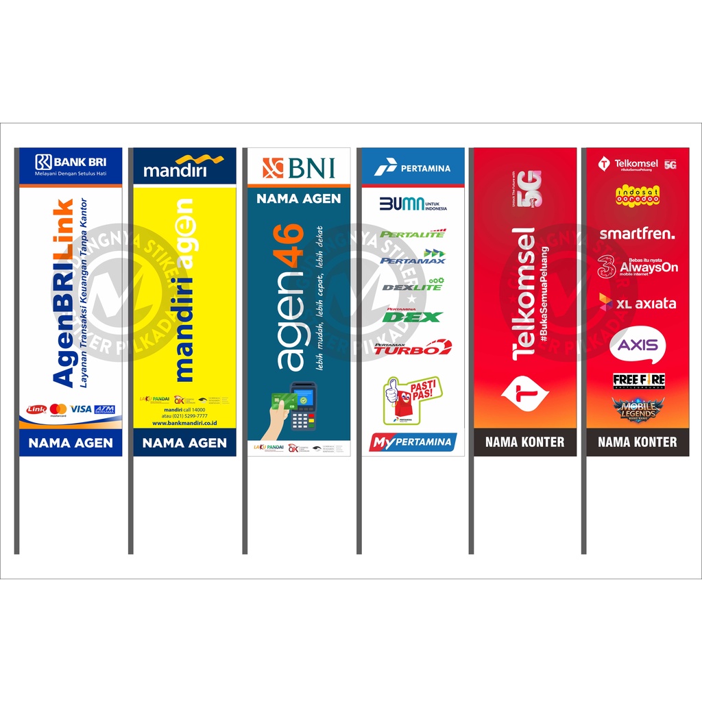 BENDERA / UMBUL UMBUL B4NK (CUSTOM NAMA KONTER, DIJUAL PISAH, MINIM 2PCS)