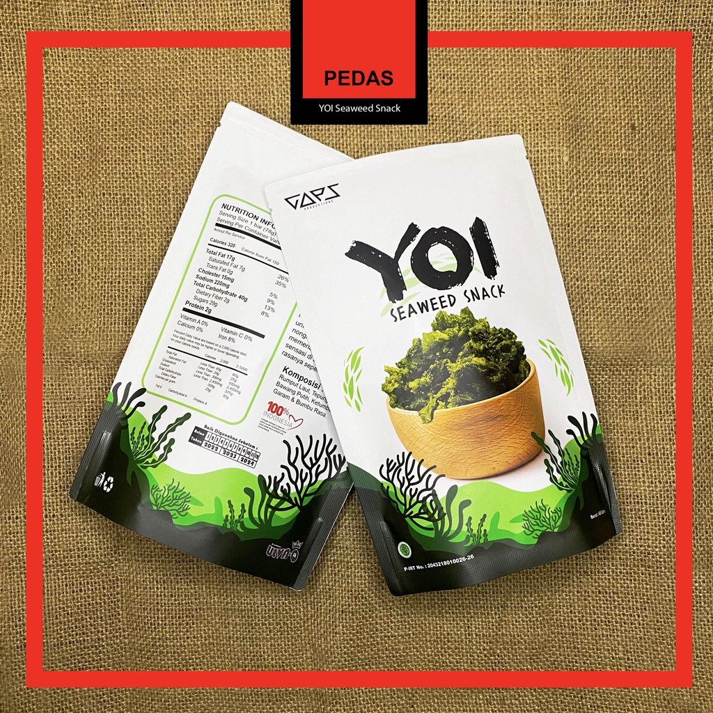 

cemilan rumput laut snack seaweed rasa PEDAS