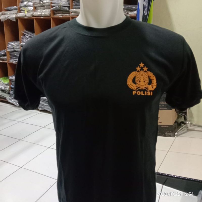 Kaos oblong Polisi tribrata hitam|Kaos dalaman polisi hitam lengan pendek|Kaos polisi