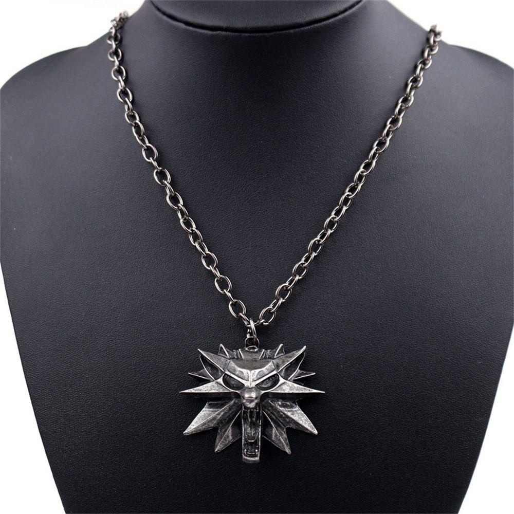 Lily Serigala Kepala Kalung Hadiah Fashion Rantai Kaitan Logam Liontin Gothic Hip Hop Cosplay