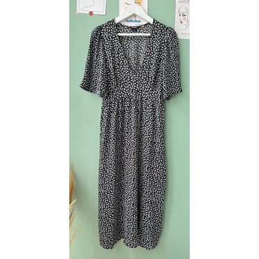 Mnk v neck printed soft dress