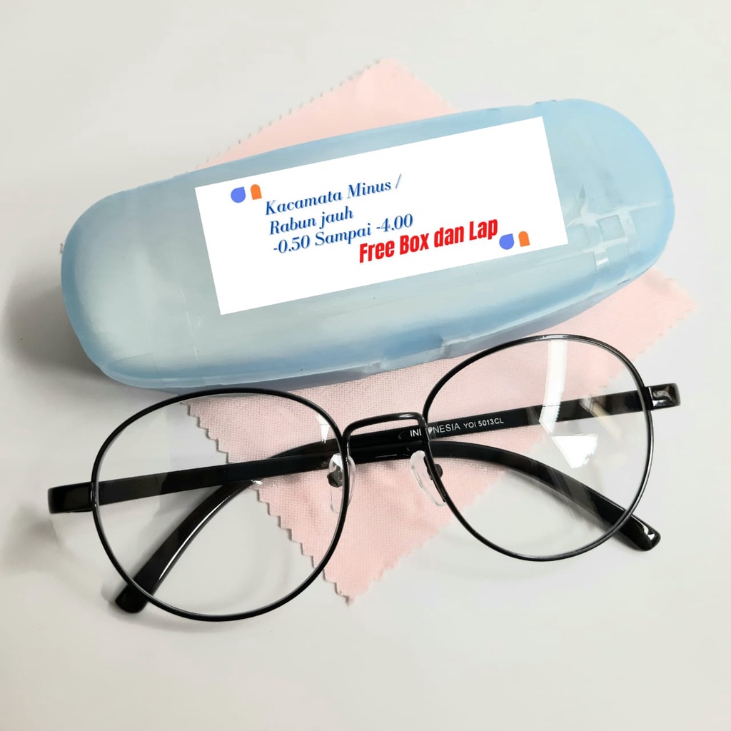 Kacamata Oval Lensa Minus Ukuran 0.50 Sampai 4.00, Free Box dan Lap Pembersih, Unisex, Vintage Sunglasses, Wanita