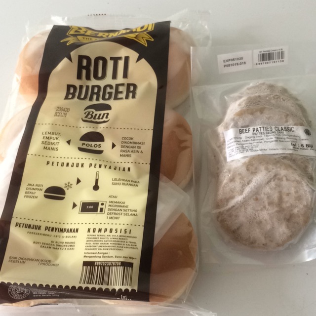 

Paket burger roti dan beef patties isi 6
