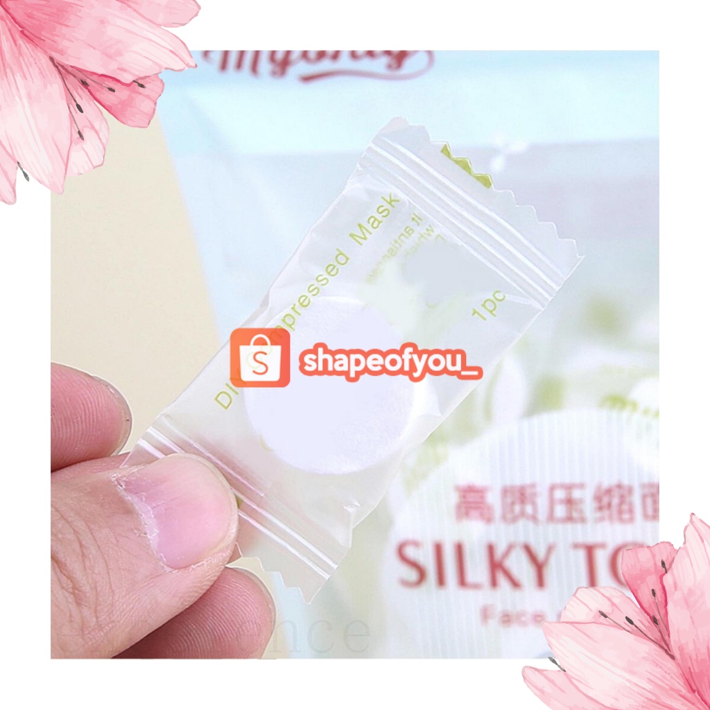 Masker Wajah Korea DIY Compressed Mask SILKY TOUCH Face Mask Permen Putih Melembabkan Murah Paper