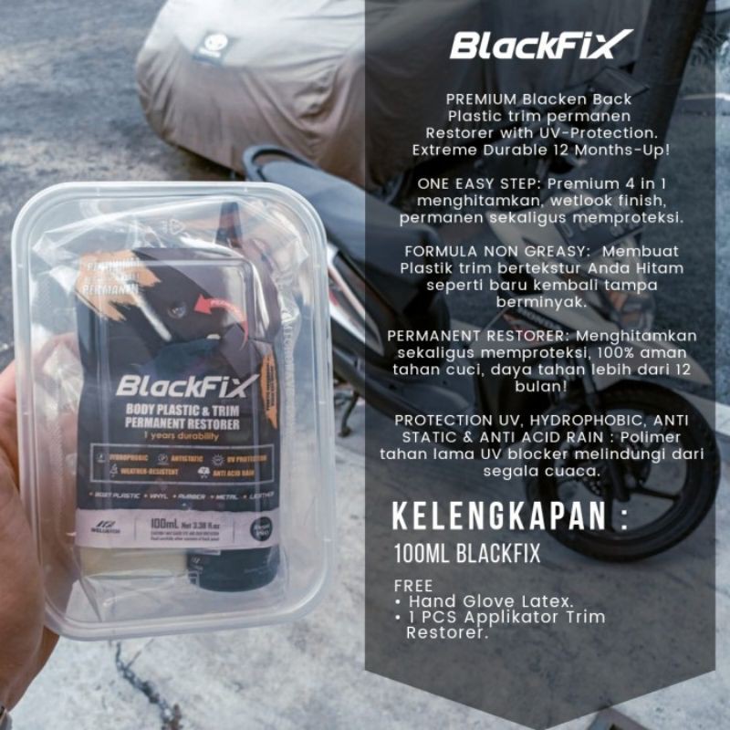 Blackfix Penghitam body motor, Chamber knalpot daya tahan 12 bulan lebih, 100% ORI Black Fix 100ml