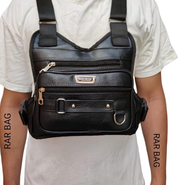 Chest Rig Bag Tas Dada Kulit PU Leather Polo Amstar Chest Bag Tas Rompi Tactical Tas Selempang Dada