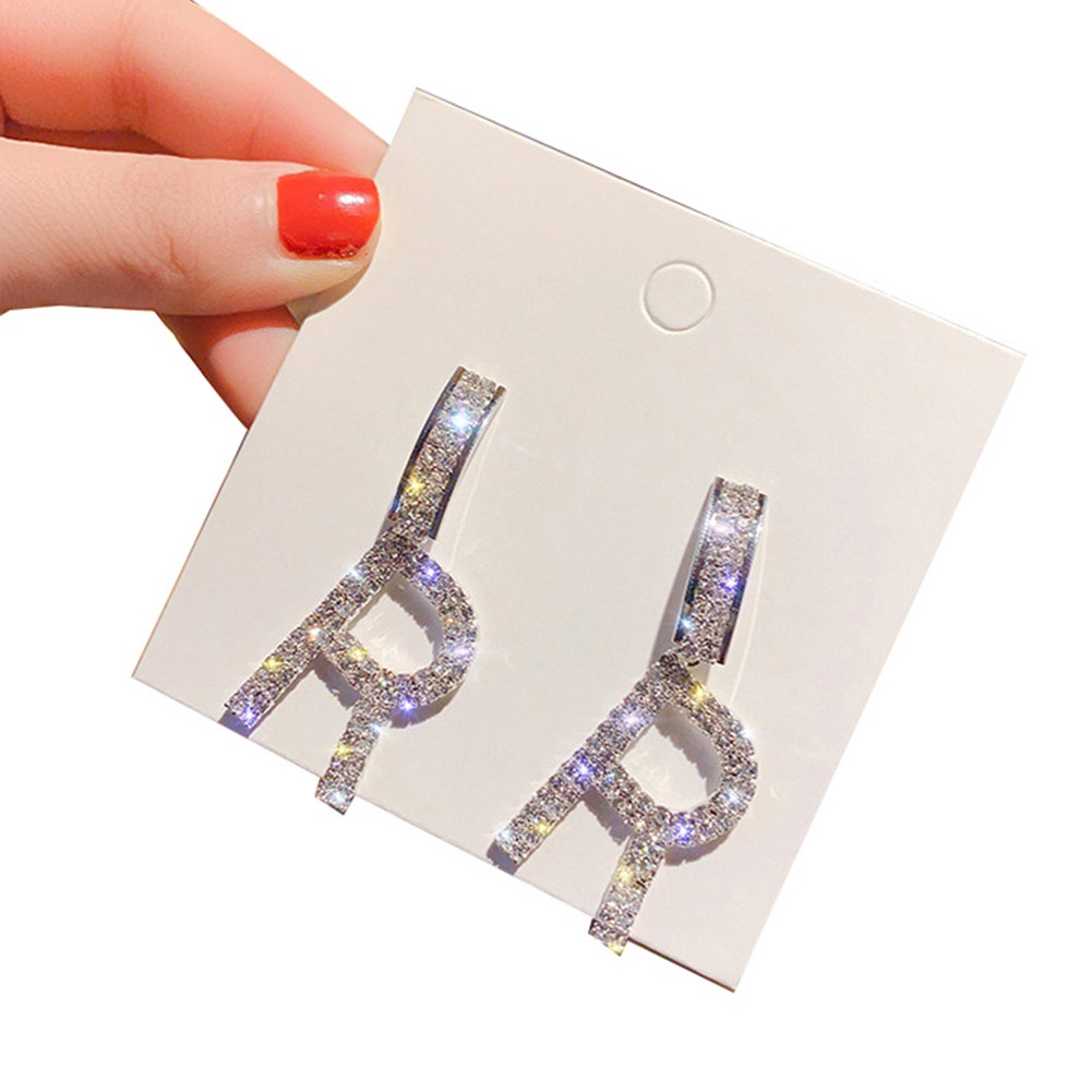 Hu Hu Hu Hu Hu Alat Bantu Pasang Kacamata♡ Anting Tusuk Gantung Wanita Desain Huruf H R Hias Berlian Imitasi Untuk Pestahadiah