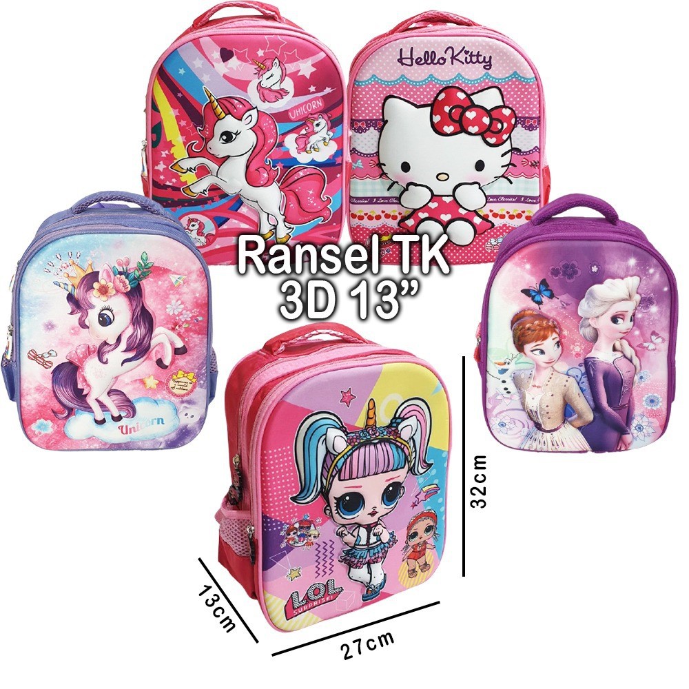 PROMO 10.10 RANSEL TIMBUL TERMURAH Tas Anak Sekolah TK Perempuan LILAC MAHKOTA LILY 3D TIMBUL IMPORT