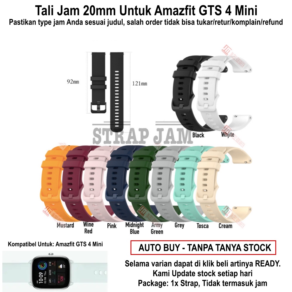 OYE Tali Jam Tangan Amazfit GTS 4 Mini - Strap 20mm Rubber Silikon Lentur