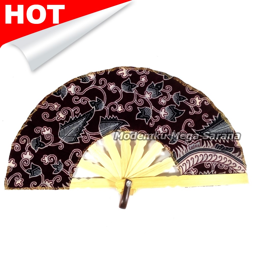 Souvenir Kipas Batik Panjang 15 cm + Polosan Motif Batik Campur