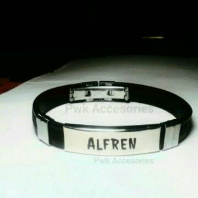 Gelang nama karet stainless steel 02 pria wanita