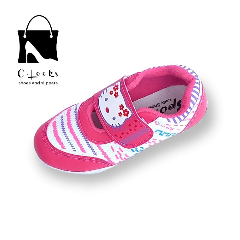 Sporty LB Garis Hello Kitty Sepatu Anak Perempuan Size 26 - 30 Putih Pink