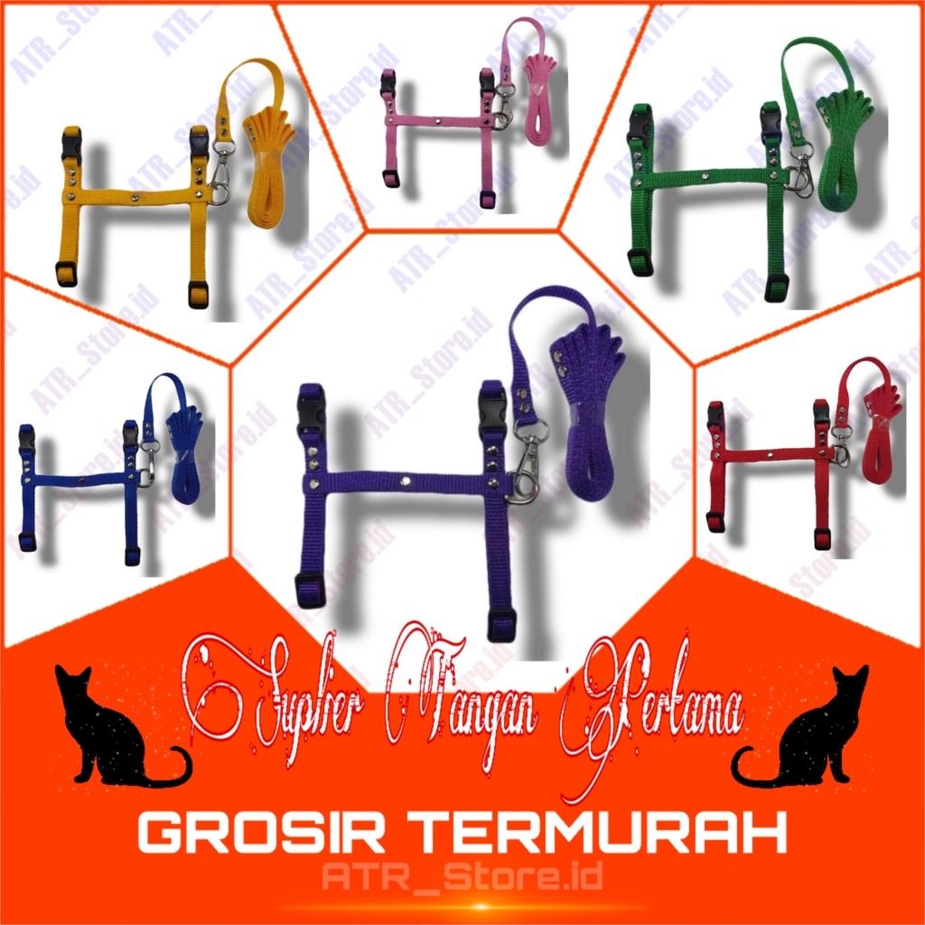 Harness H dan Tali Tuntun POLOS TEBAL - Aneka Warna