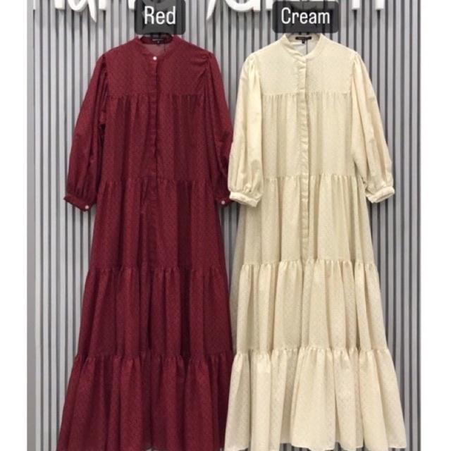 Tapis Tiered Maxi Dress Benang Jarum "CREAM" XL