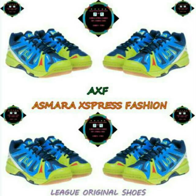 League Original Altius LA Sepatu Badminton - Dark Deninm Swedish Blue Lime
