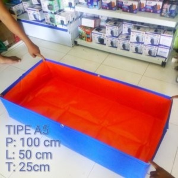 Terpal Kolam A5 100 x 50 x 25 cm Ikan Lele Nila Cupang Hias Koi Kotak