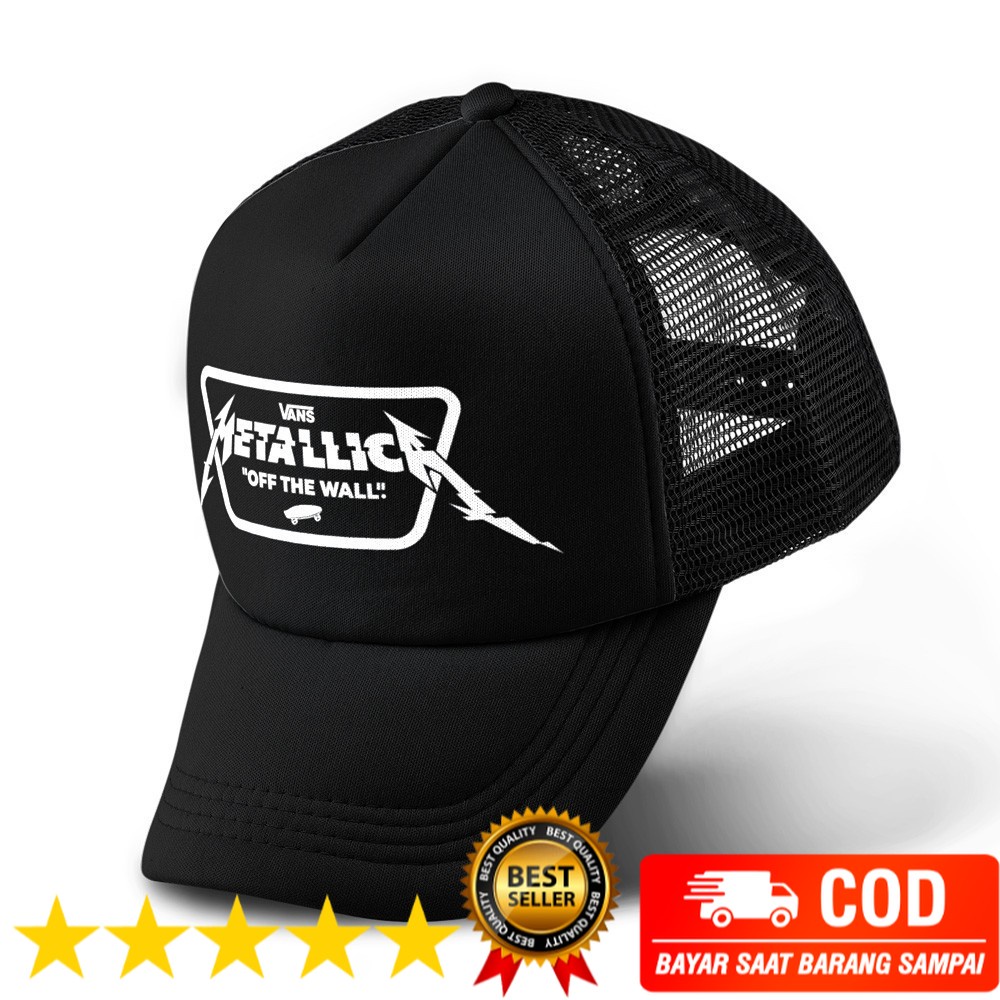 TOPI TRUCKER JARING SABLON - Metallica X Vans Trucker Cap Snapback Adjustable Strap Topi