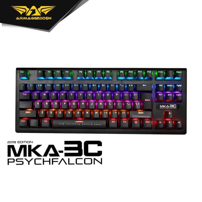 Armaggeddon MKA-3C Mechanical Gaming Keyboard Combo Asic 9 RGB Mouse - Putih