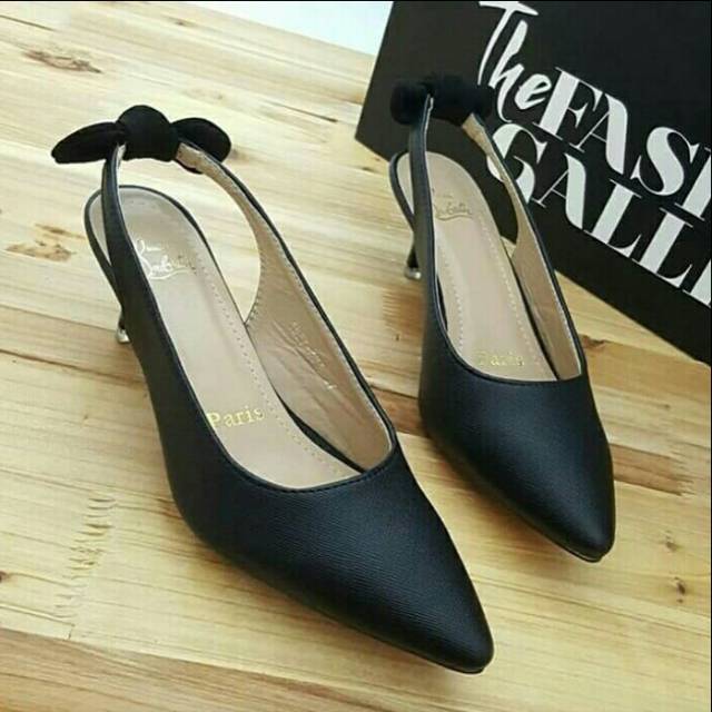 (COD) DIVISHOES HEEL KERJA KANTOR SIMPLE PD297 HITAM  (REALPICT GESER)