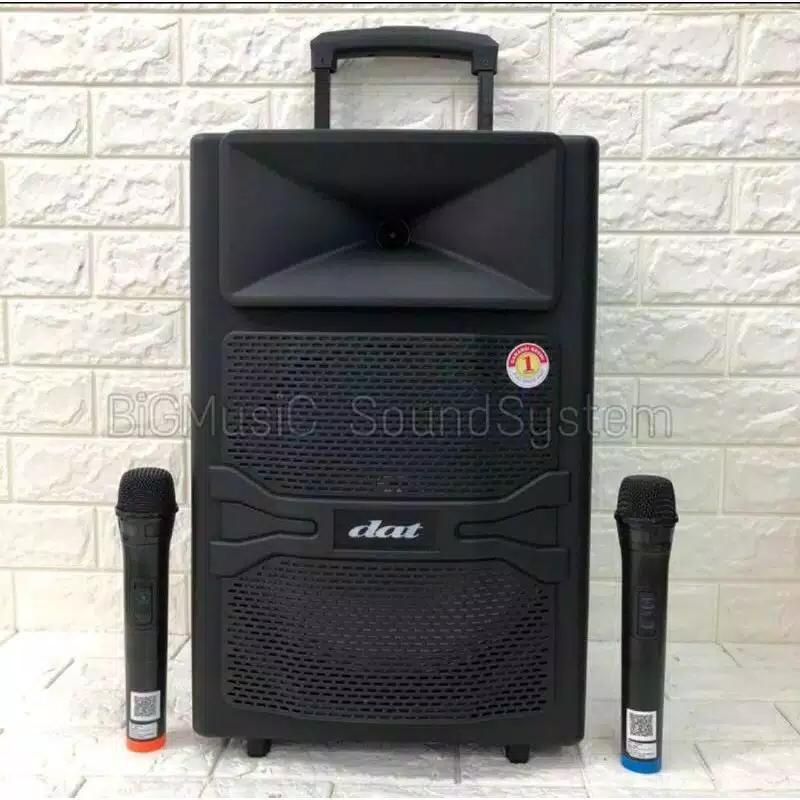 Speaker portable bluetooth DAT 12inch Free 2 mic wireless garansi resmi