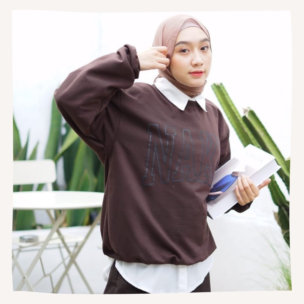 Sweater Wanita Korea Oversize // crewneck wanita NAKZ oversize // Hoodie wanita Kekinian 2022 // Swe