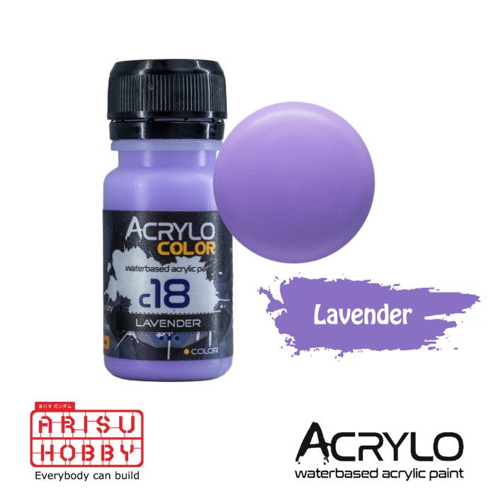 

ACRYLO COLOR LAVENDER C18 Water Based Acrylic Paint Color Cat Gundam