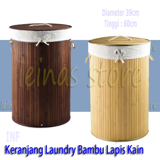 Jual Tempat Laundry Dengan Penutup / Keranjang Laundry Bambu Lapis Kain ...