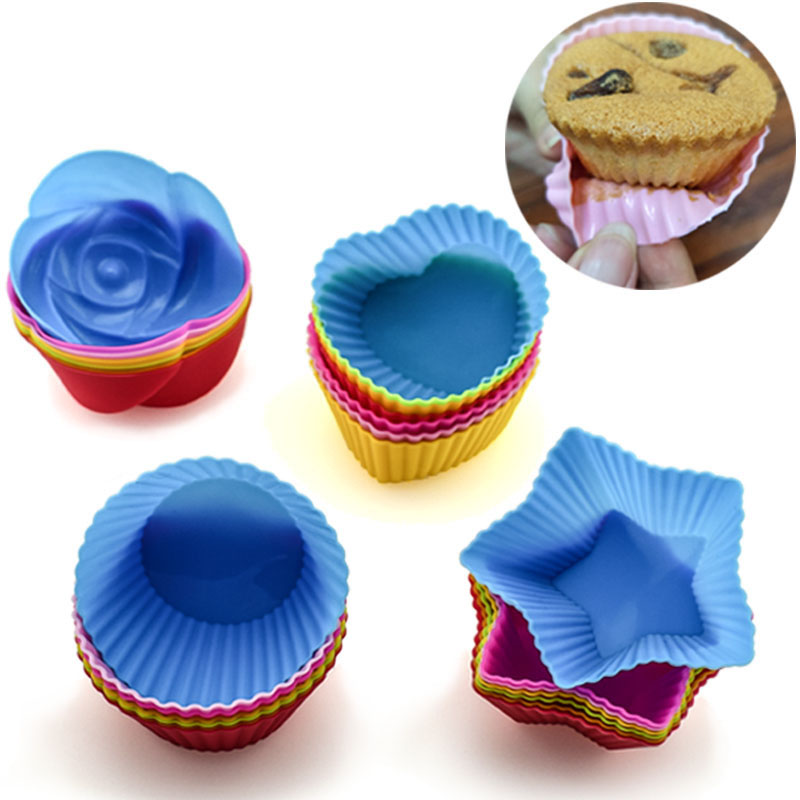 1pc Cetakan Kue / Cupcake / Muffin Bahan Silikon Lembut (warna acak)