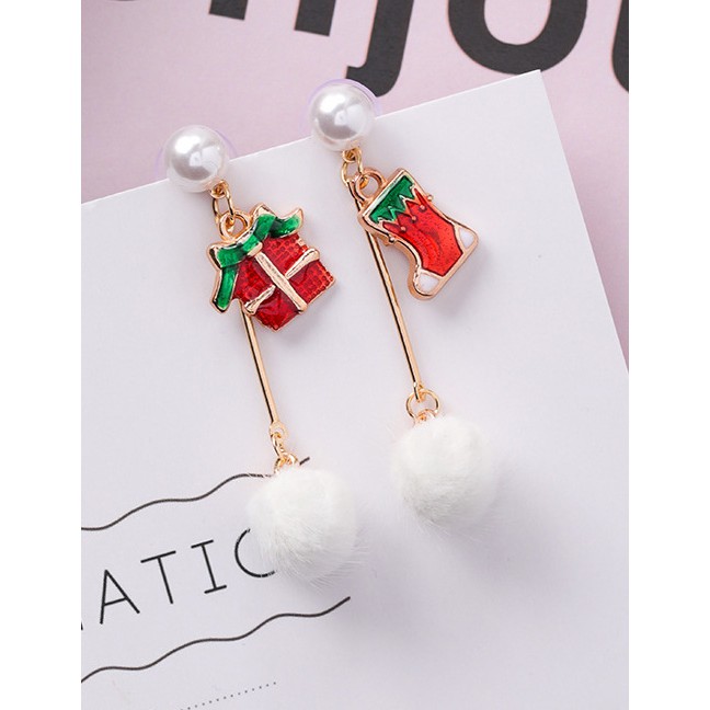 LRC Anting Tusuk Fashion Z6306 Socks Hair Ball Christmas Earrings D42764