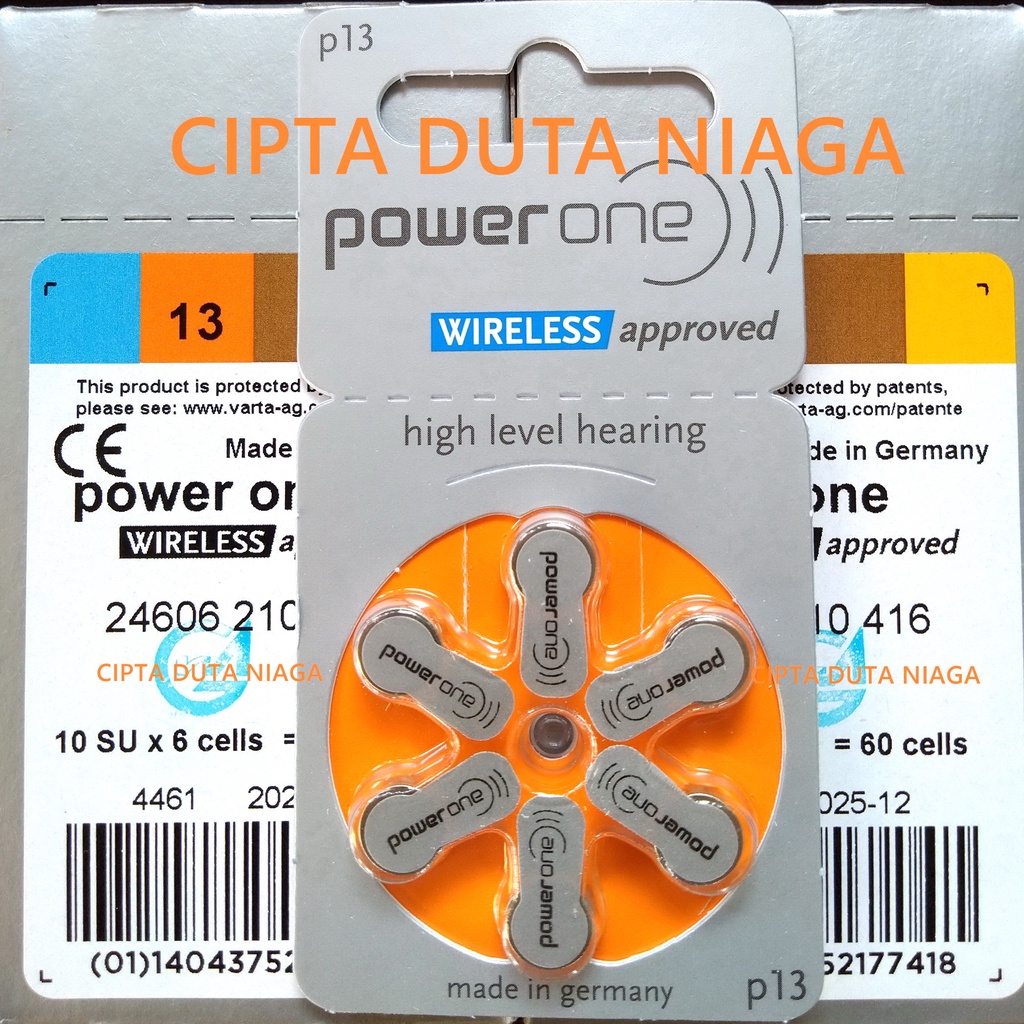 Baterai Powerone  p13 Power One P 13 high level hearing battery made in germany replacement PR48 AG5 LR754 LR750 zinc air batteries size 13 batere alat bantu dengar power one p13 baterai Alat Pendengaran batre powerone baterai 13 batre alat pendengar