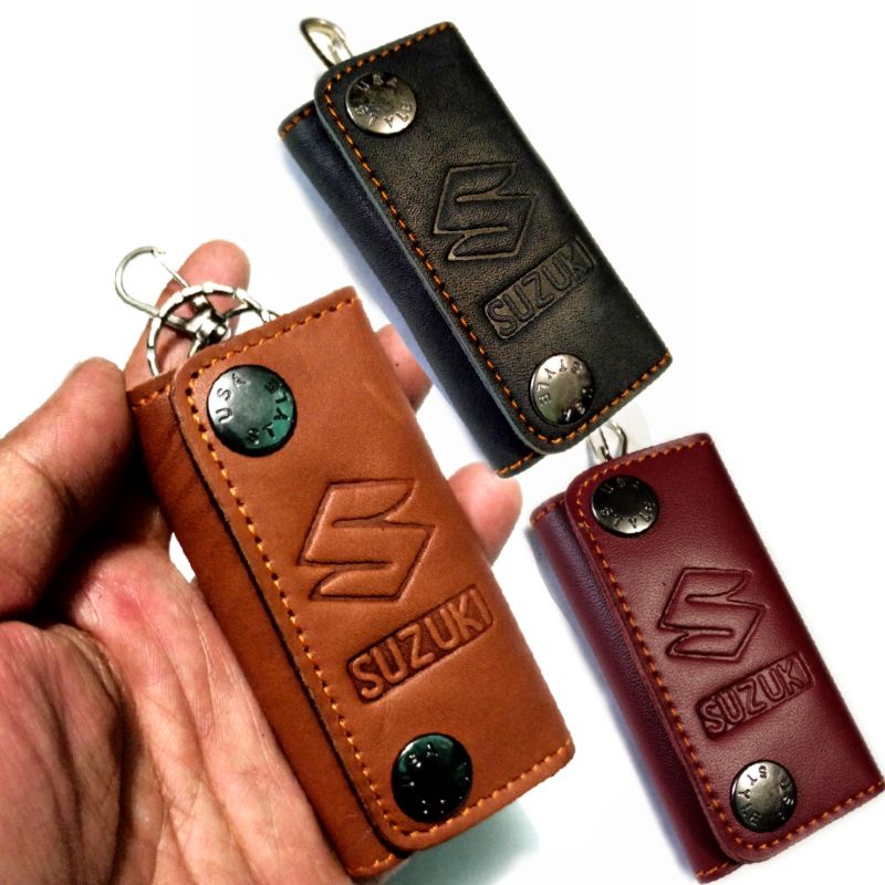 gantingan kunci dompet stnk mobil suzuki kulit asli