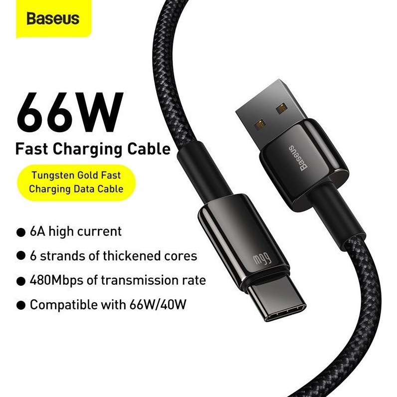 BASEUS Kabel Tungsten Gold Type C 66W 6A Fast Charging Type c 66W 1M