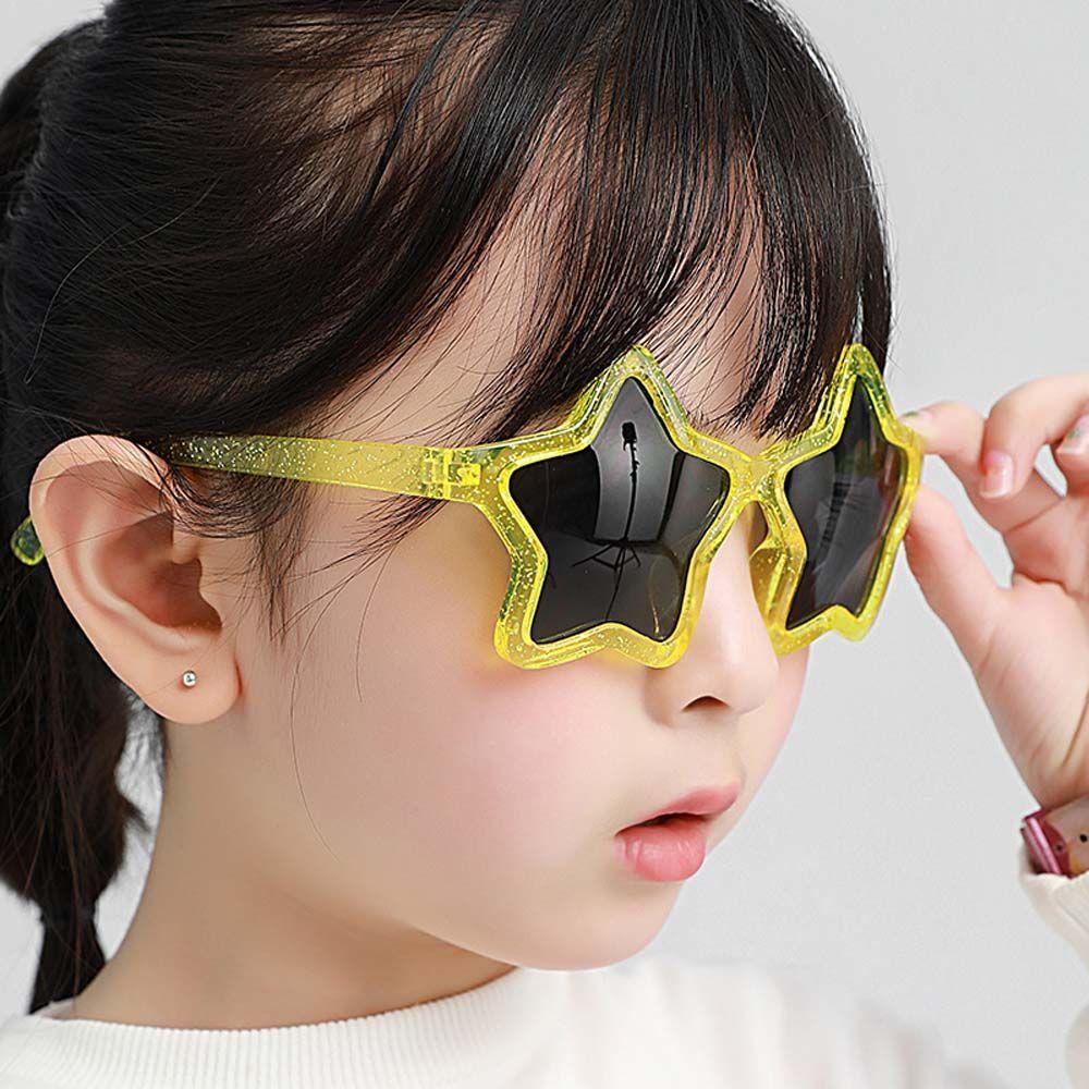 Rebuy Star Kacamata Hitam Gadis Vintage Hias Visor Eyewear Kacamata Matahari Lucu Anti-Reflective Star Frame Anak Sunglasses