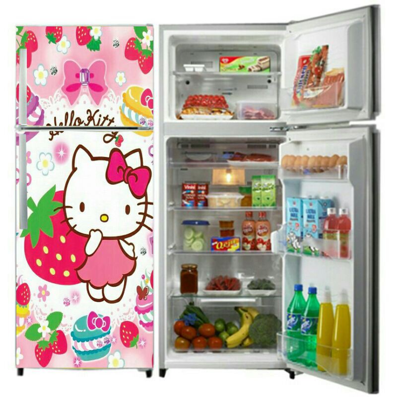 variasi Sticker kulkas 2 pintu motif hello kitty