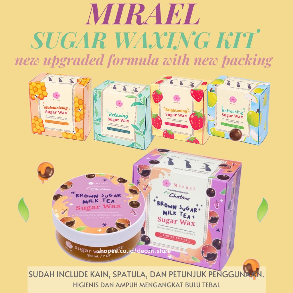 SUGAR WAXING KIT MIRAEL x CHATIME PENGHILANG PENCABUT BULU KETIAK KAKI TANGAN WAX STRIP DIRUMAH TANP