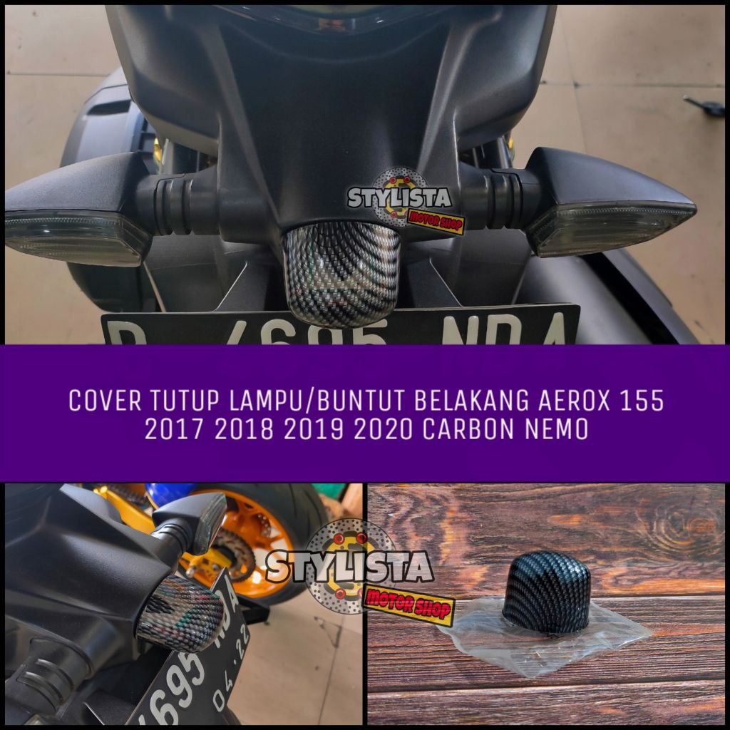 TUTUP LAMPU PLAT BELAKANG AEROX 155  NMAX NEW CARBON NEMO COVER LAMPU STOP AEROX COVER BUNTUT AEROX 